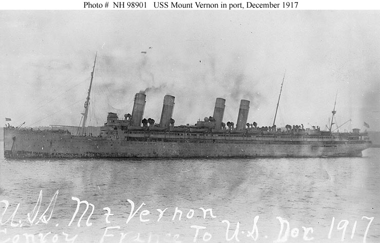 USN Ships--USS Mount Vernon (ID # 4508, 1917-1919)