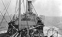Photo # NH 41874:  Scene on board USS President Lincoln as she passed through the submarine zone en route to France, circa October 1917