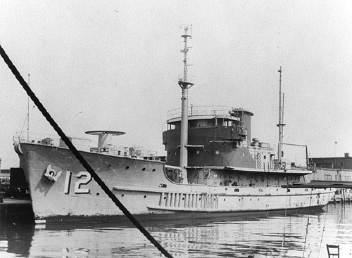 USS Canonicus (MMA 12) in reserve after 1955.