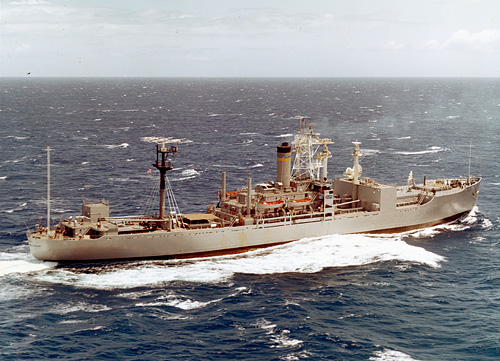 USNS Range Tracker (T-AGM 1) in a photo received in June 1965.
