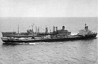 USNS Falcon Lady (T-AO 182) and USNS Taluga circa 1974-75