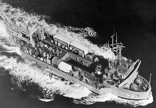USS Elk River (IX 501) in December 1968.
