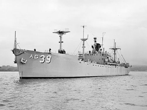USS YAG 39 (ex SS George Eastman) on 12 November 1953 fitted for Operation Transit Able.